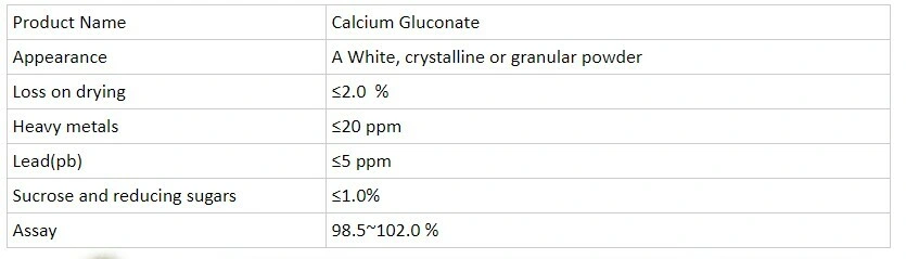 Chemical Calcium Gluconate of Tech Grade, Pharmacy Grade, Injection Grade Used for Additive